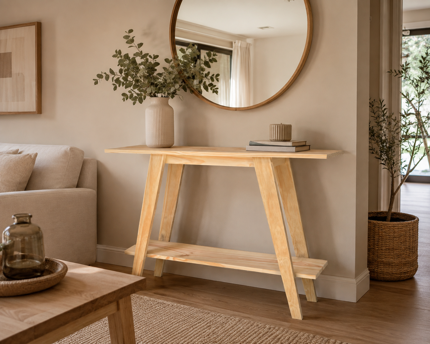 Mesa de Arrime 100X30 cm Vintage Natural | Basket Shop