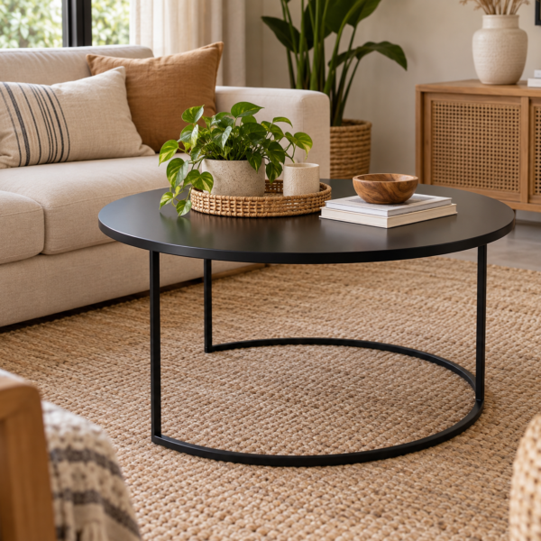 Mesa Ratona Hierro Redonda Negra– Living | Basket Shop