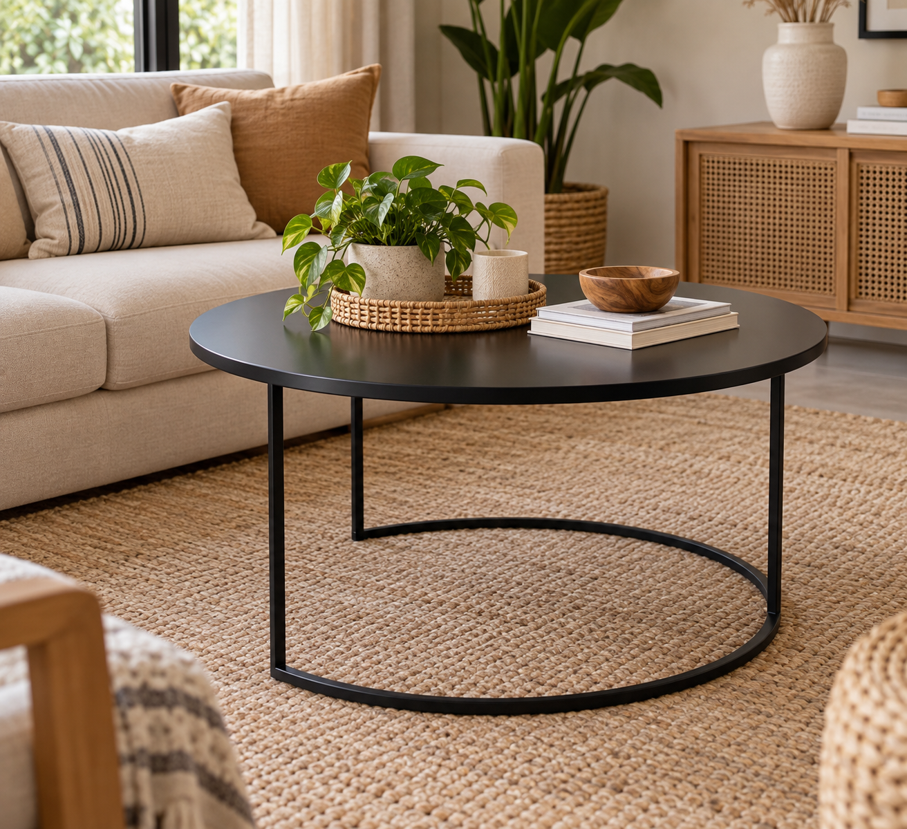 Mesa Ratona Hierro Redonda Negra– Living | Basket Shop