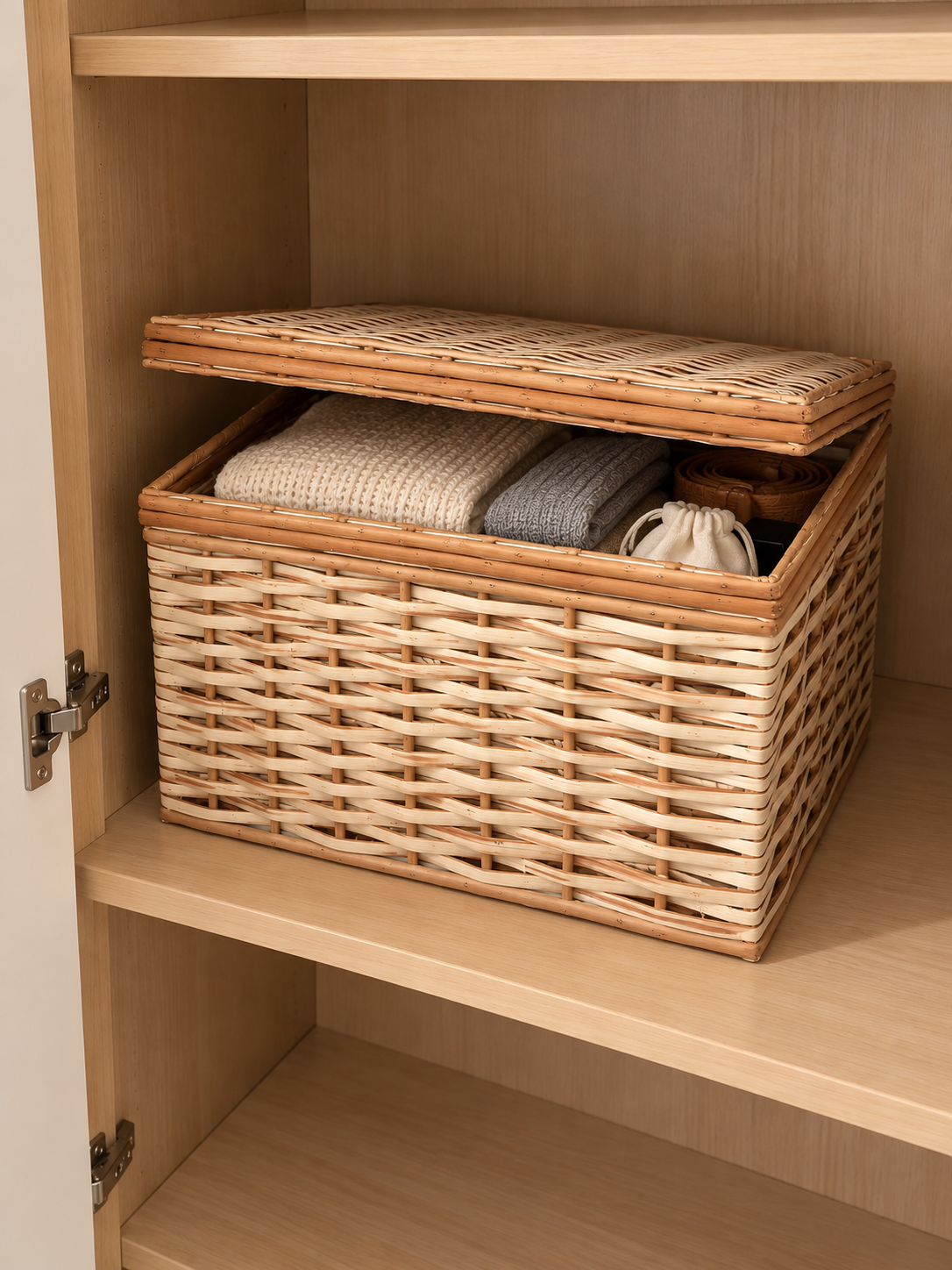 Canasto de Mimbre Sin Pintar 40×30 cm Con Tapa | Basket Shop